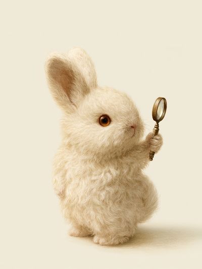 Curious Bunny with Magnifying Glass Poster.