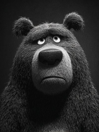 Sad Bear Portrait Print.