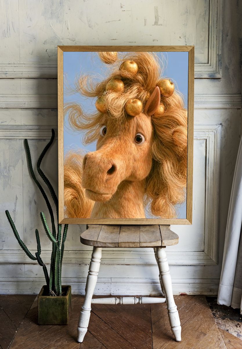 Golden Unicorn Portrait Poster. room preview