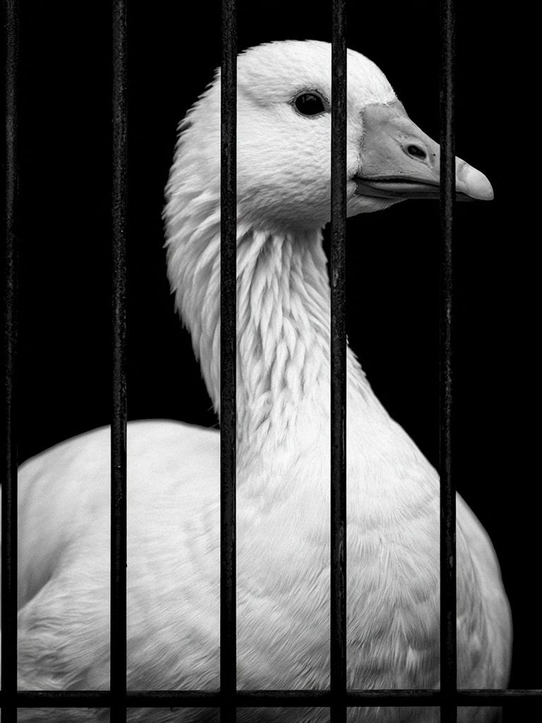 Caged Goose Black-White Poster. poster detail