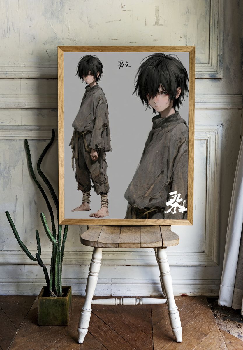 Anime Character Portrait Print. room preview