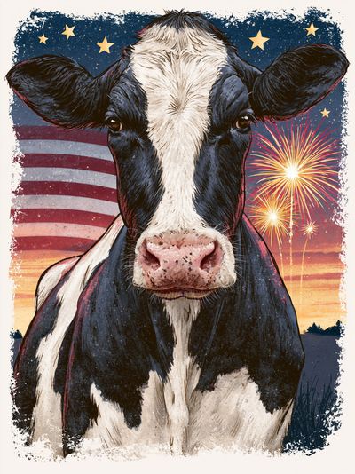 Patriotic Cow Illustration Poster. poster