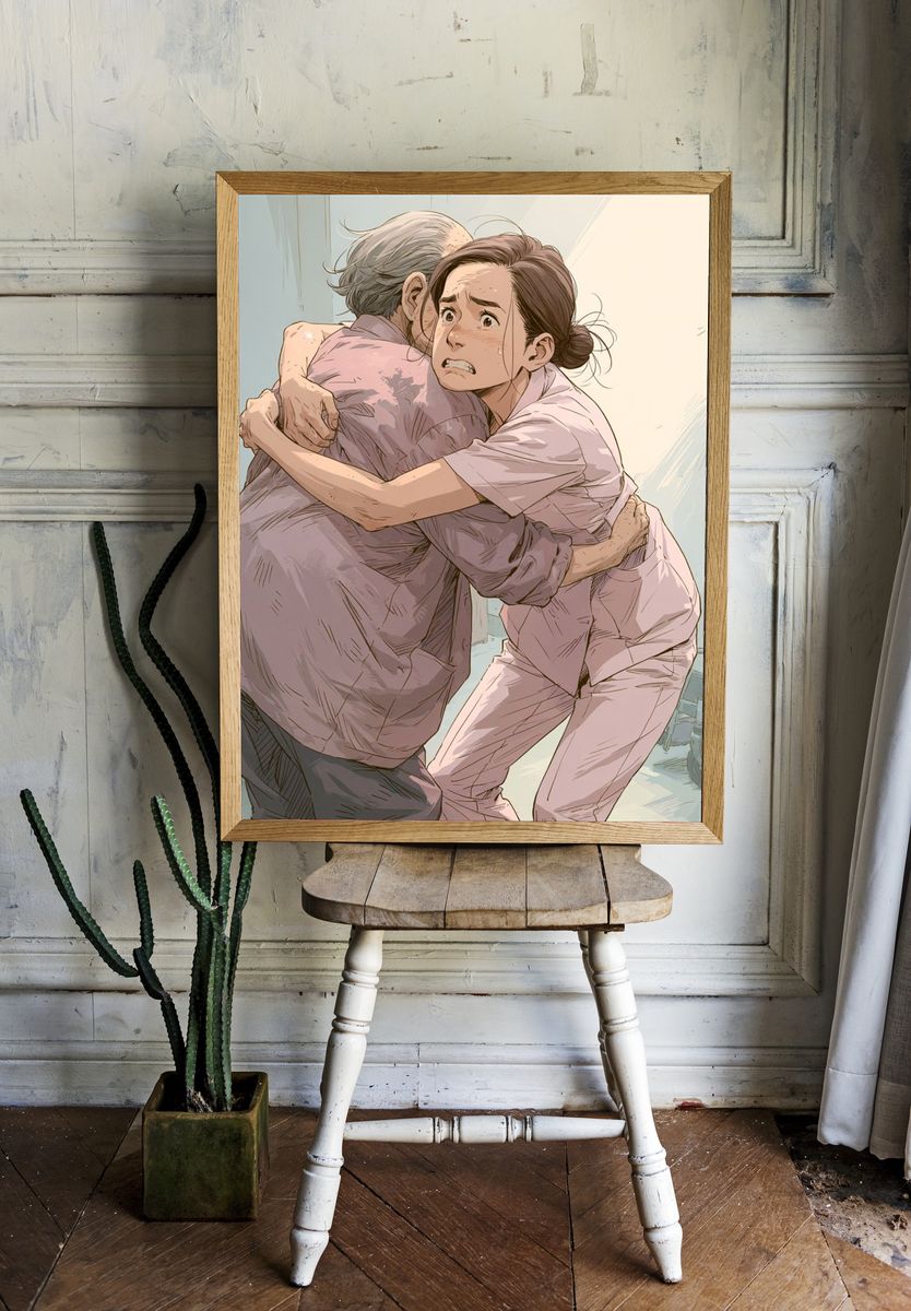 Emotional Hospital Hug Illustration Poster. — room view 1
