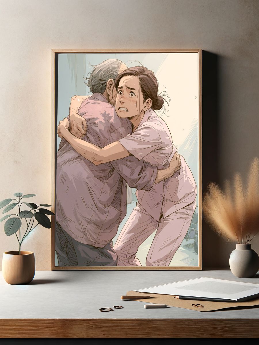 Emotional Hospital Hug Illustration Poster. — room view 2