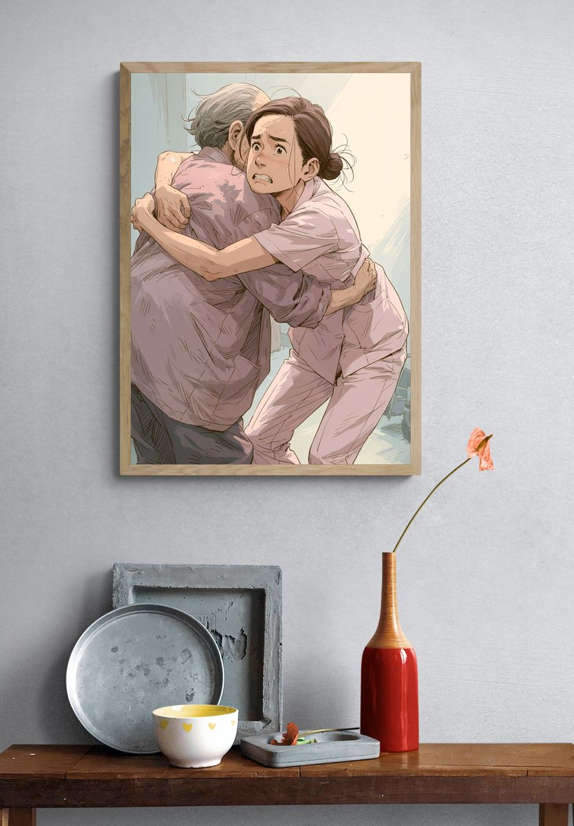 Emotional Hospital Hug Illustration Poster. — room view 3