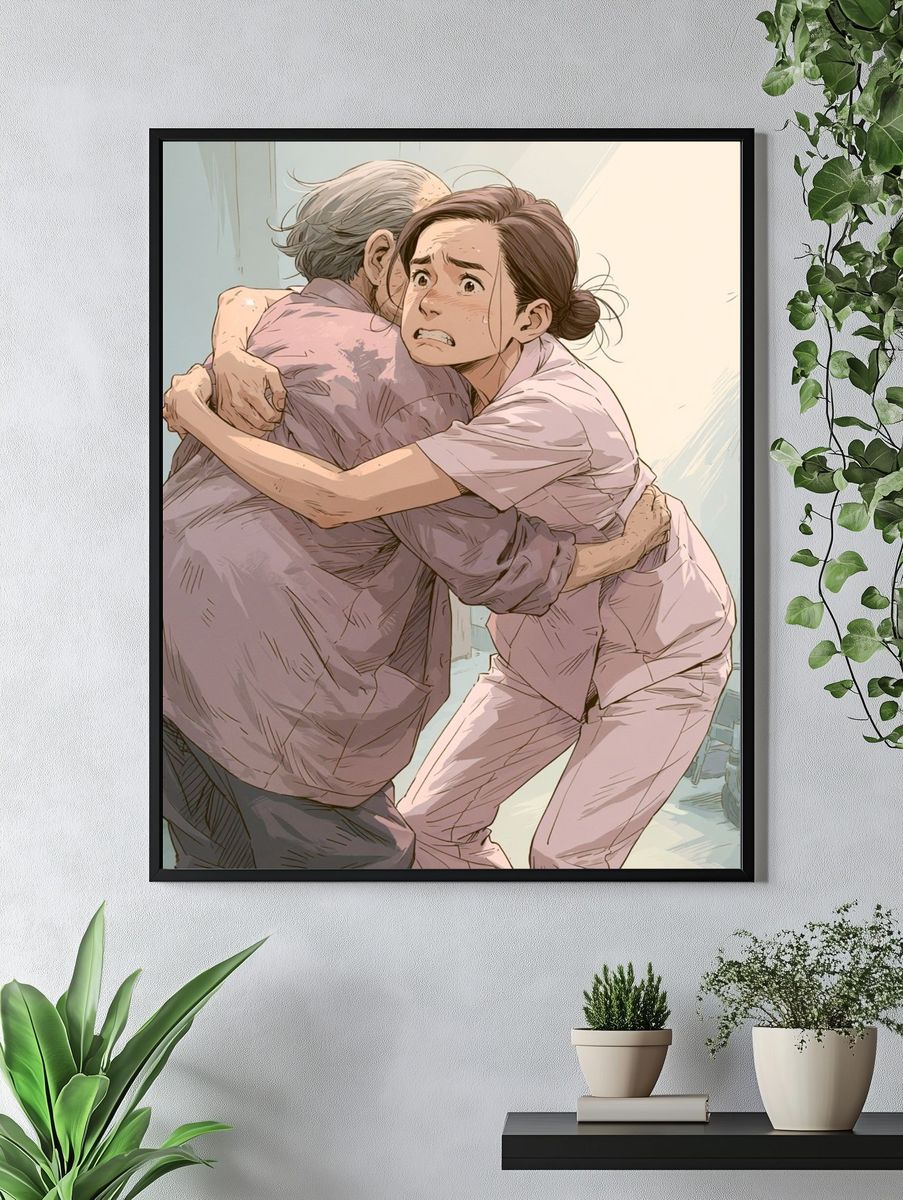 Emotional Hospital Hug Illustration Poster. — room view 4