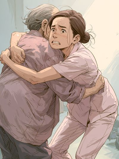 Emotional Hospital Hug Illustration Poster.