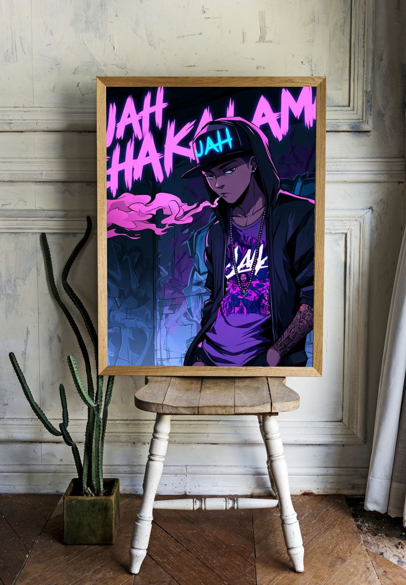 Neon Urban Rap Character Poster. room preview