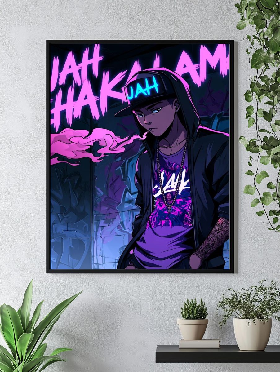 Neon Urban Rap Character Poster. — room view 4