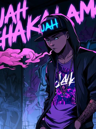 Neon Urban Rap Character Poster.