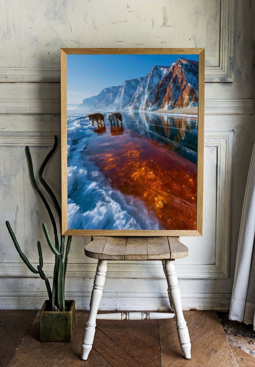 Polar Bears on Arctic Shore Poster. — room view 1