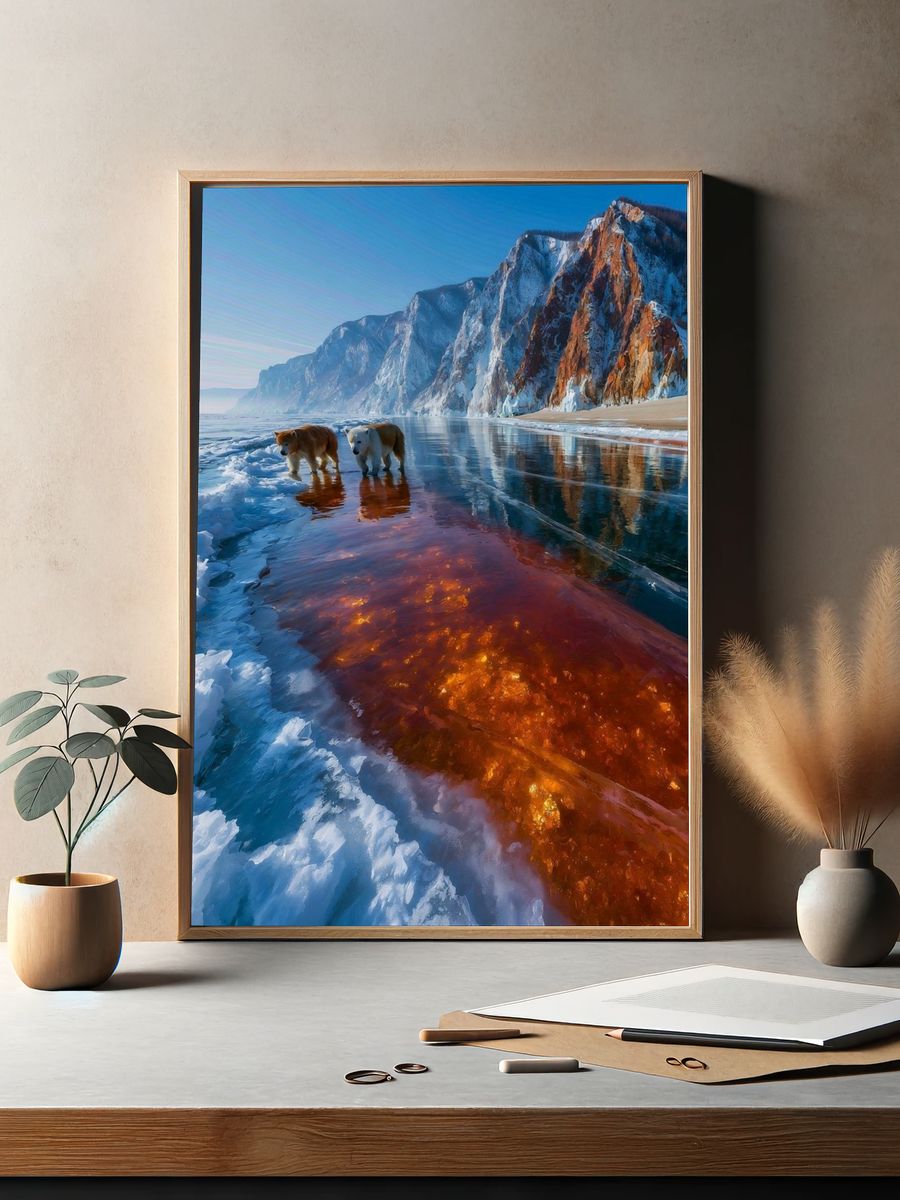Polar Bears on Arctic Shore Poster. — room view 2
