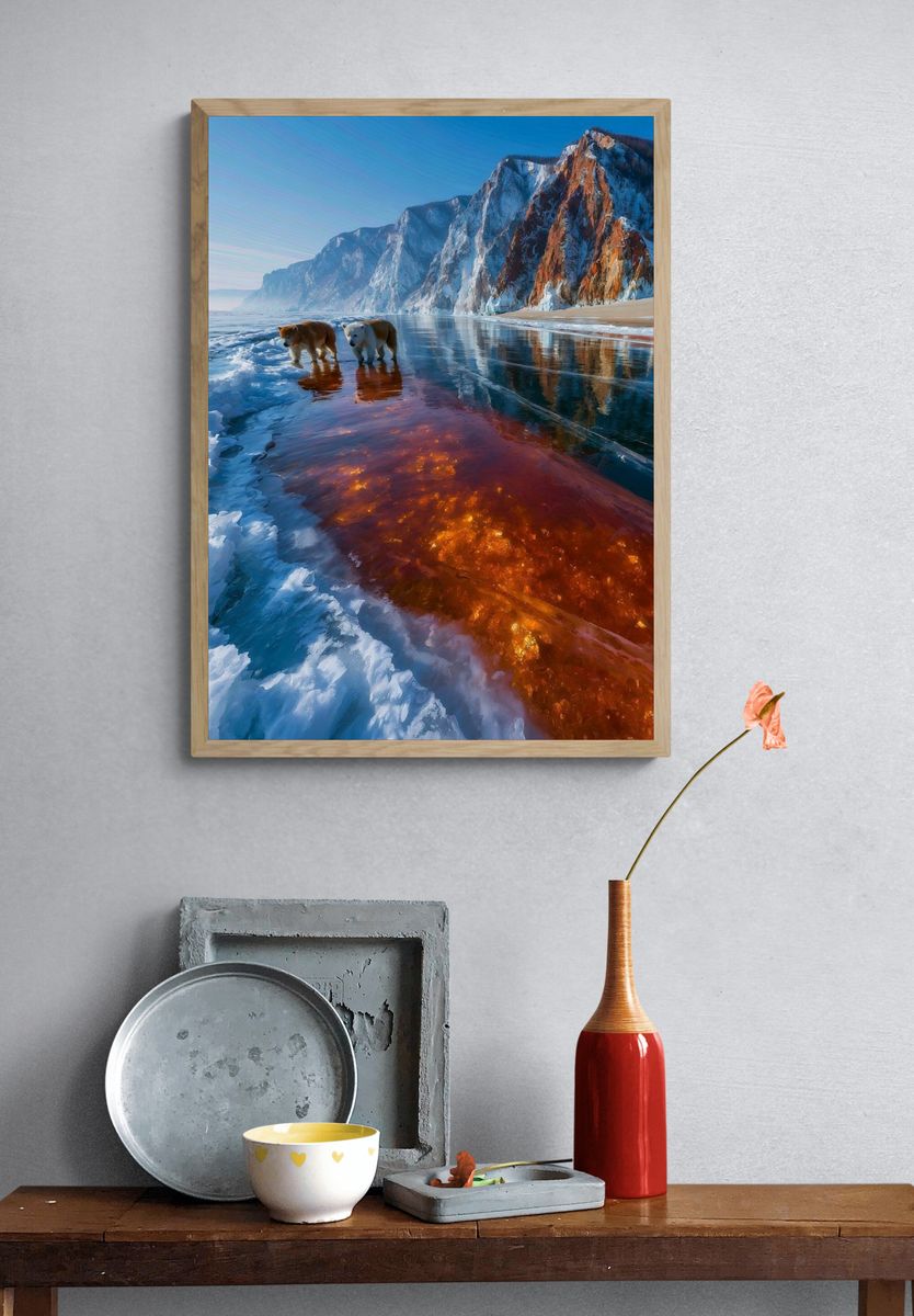 Polar Bears on Arctic Shore Poster. — room view 3