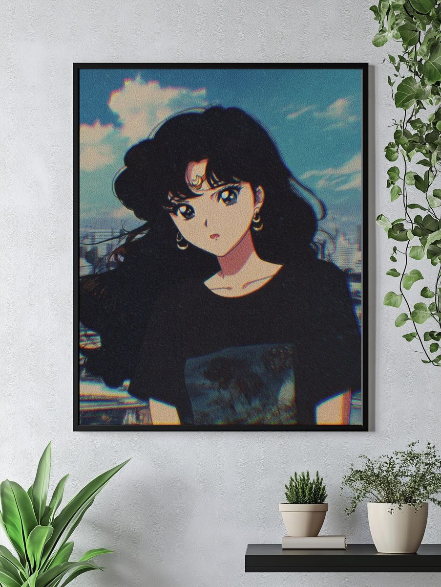 Anime City Portrait Print. — room view 4