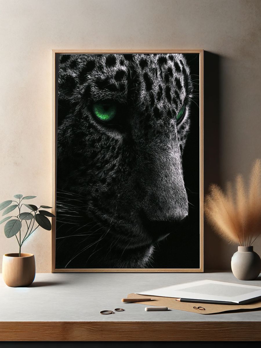 Leopard Eyes Photography Poster. — room view 2