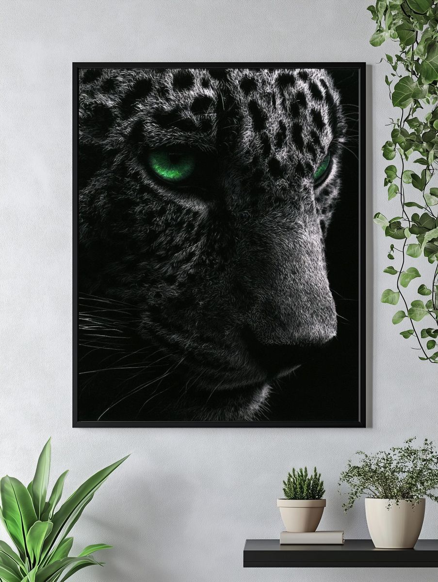 Leopard Eyes Photography Poster. — room view 4