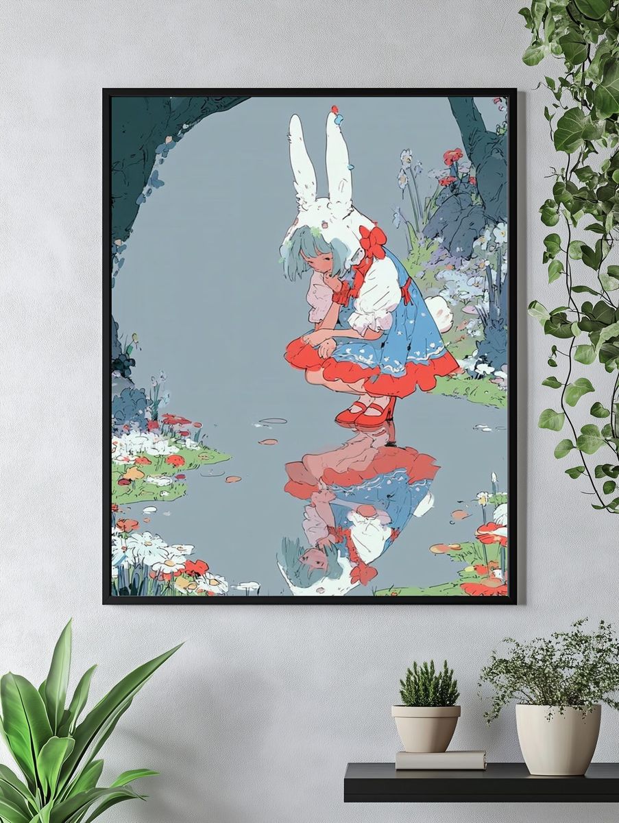 Rabbit Girl Garden Print. — room view 4