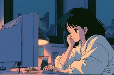Anime Night Study Illustration Poster. poster