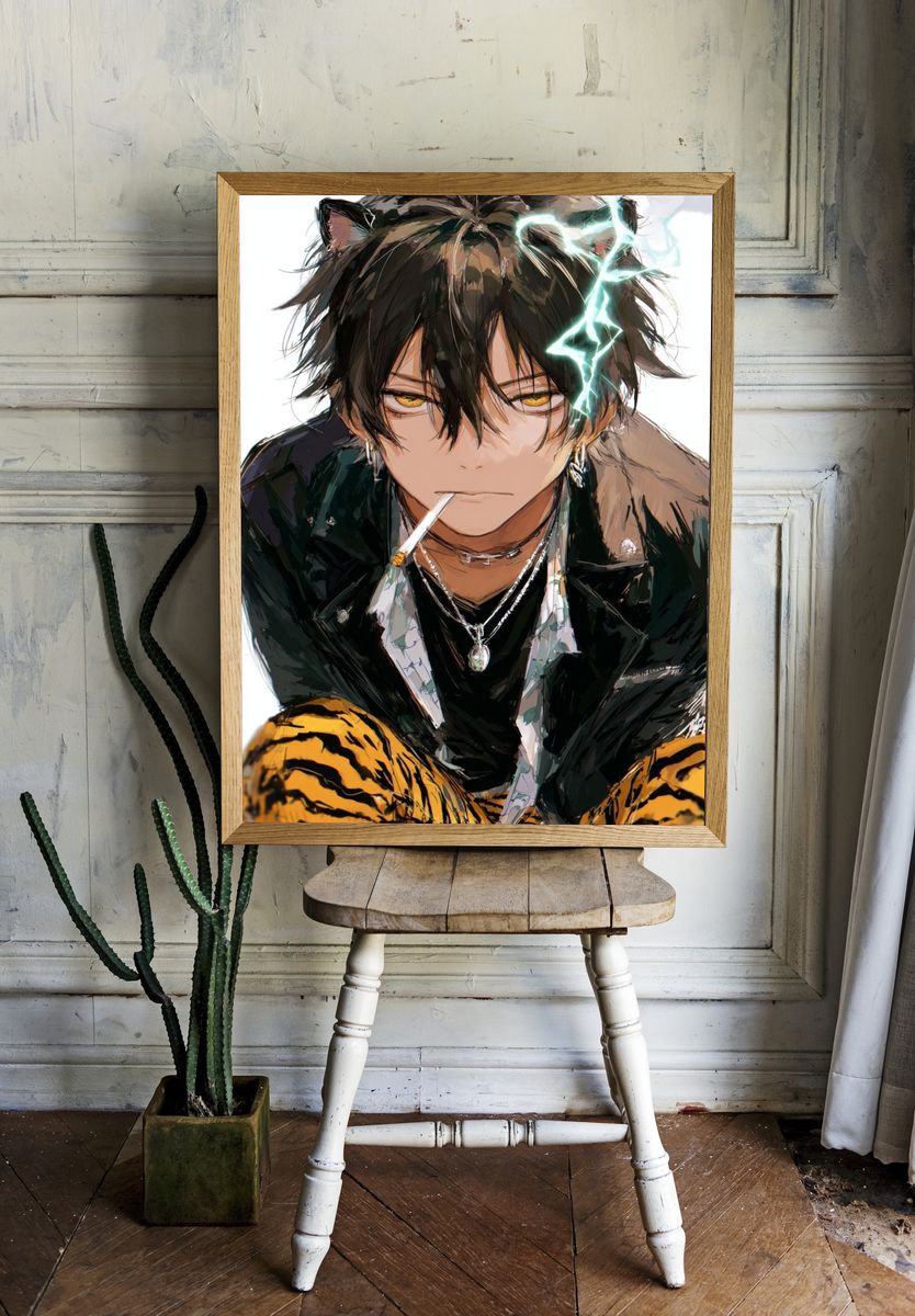 Cat-Eared Anime Portrait Print. — room view 1