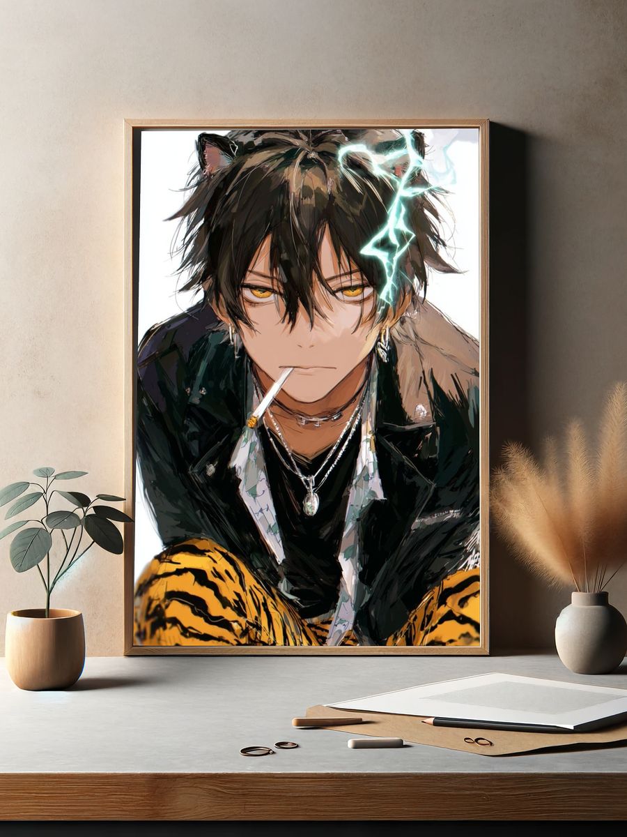 Cat-Eared Anime Portrait Print. — room view 2