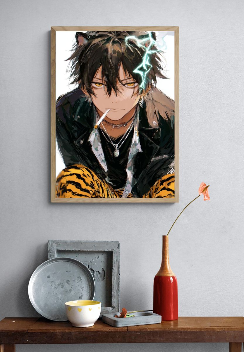 Cat-Eared Anime Portrait Print. — room view 3