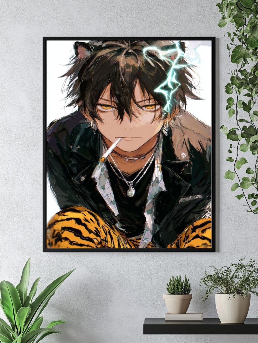 Cat-Eared Anime Portrait Print. — room view 4