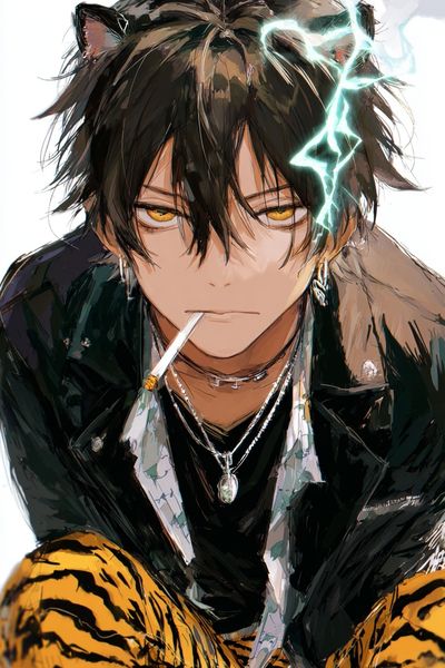 Cat-Eared Anime Portrait Print. poster