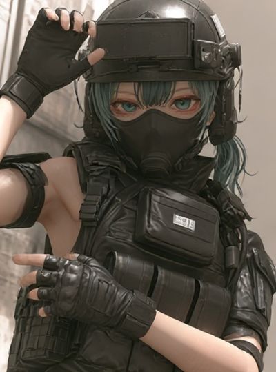 Masked Tactical Anime Portrait Poster. poster