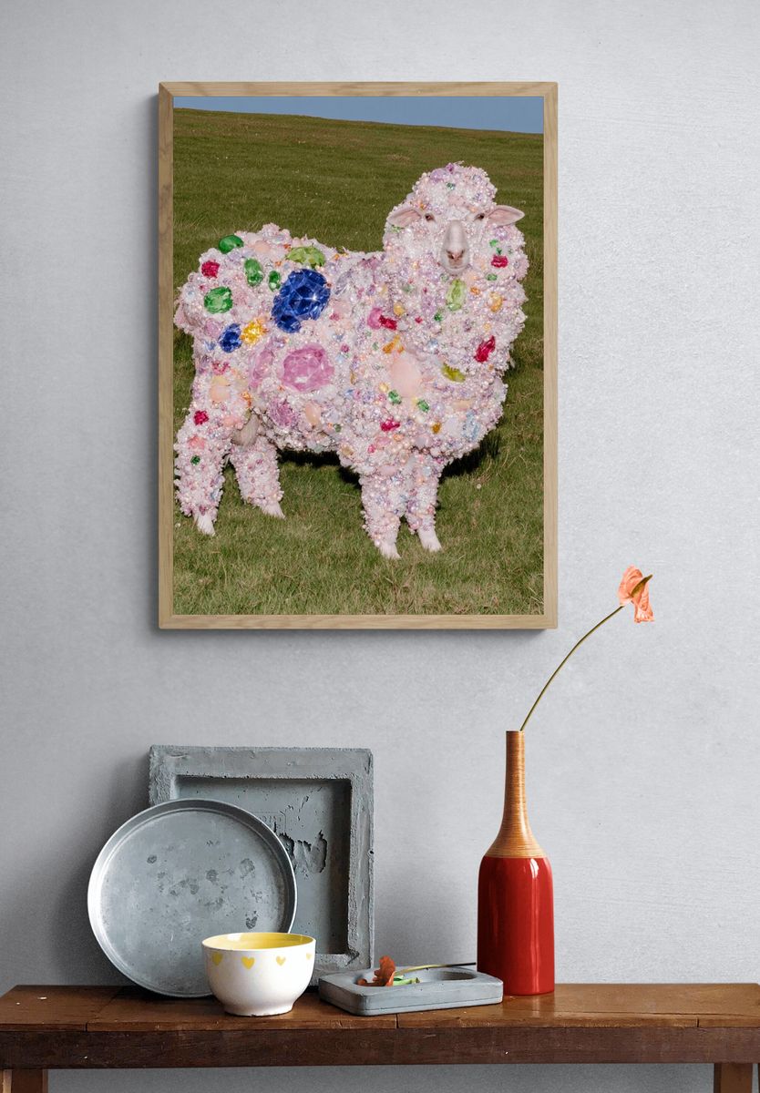 Jeweled Sheep Fantasy Print. — room view 3