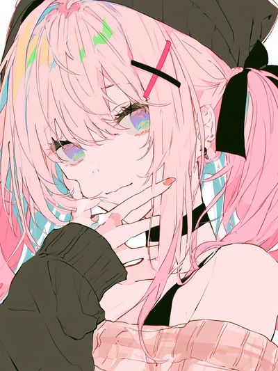 Pink Haired Anime Girl Print.