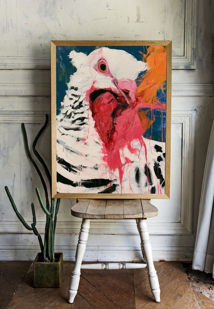 Abstract Bird Portrait Print. room preview