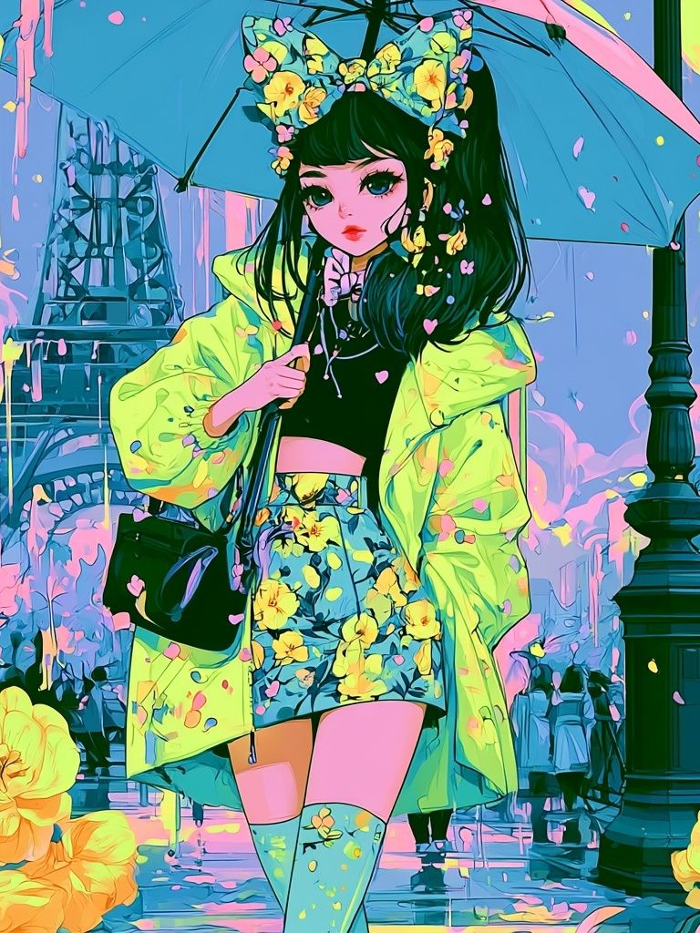 Paris Rainy Day Anime Poster. poster detail