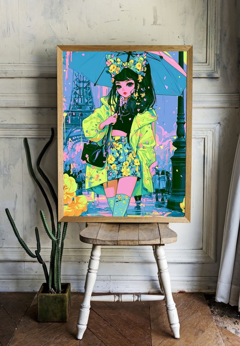 Paris Rainy Day Anime Poster. — room view 1