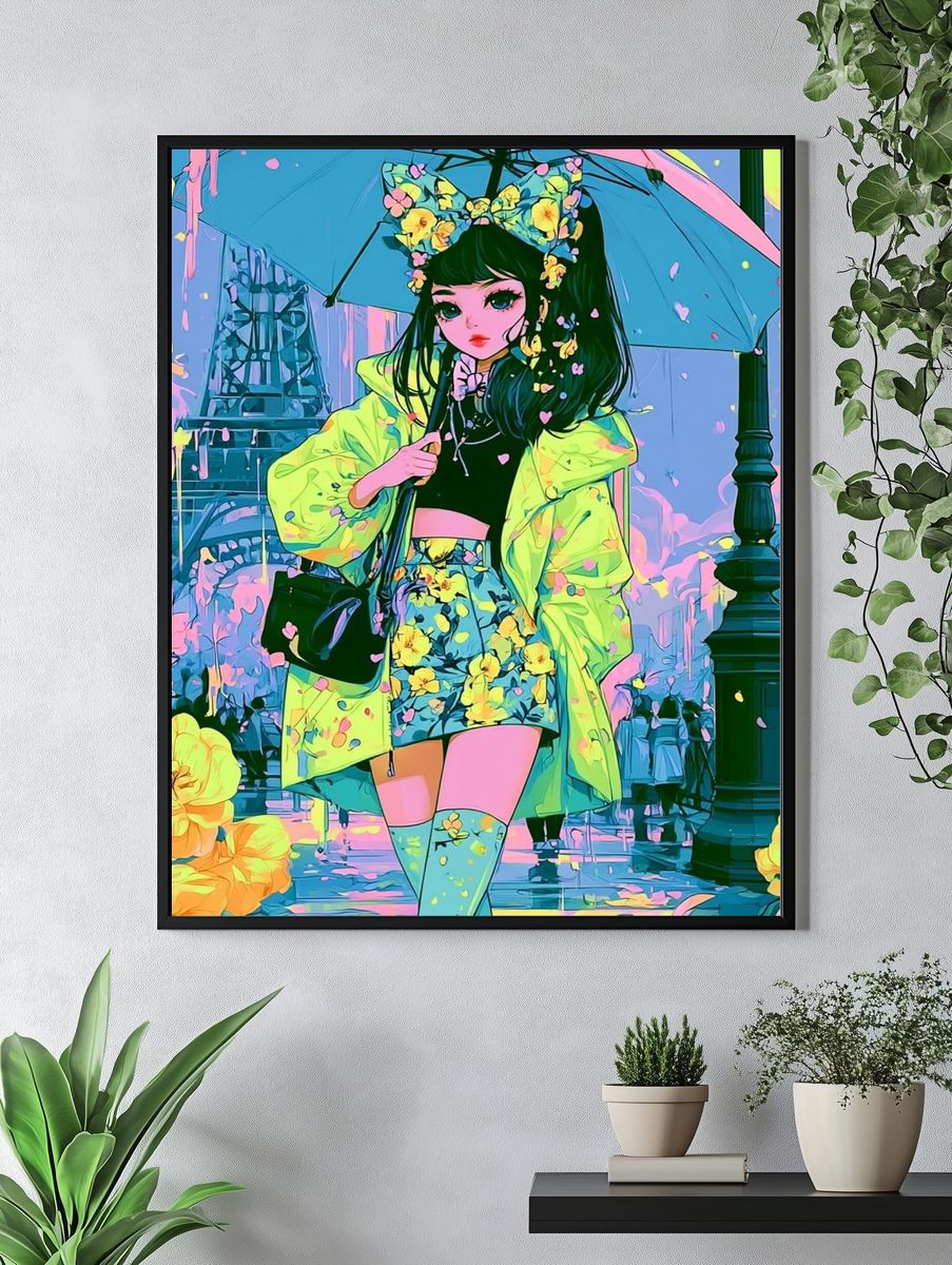 Paris Rainy Day Anime Poster. — room view 4