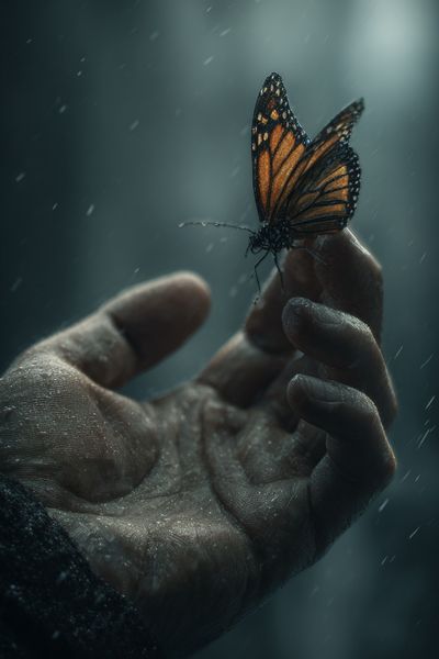 Butterfly in Hand Photography Poster. poster