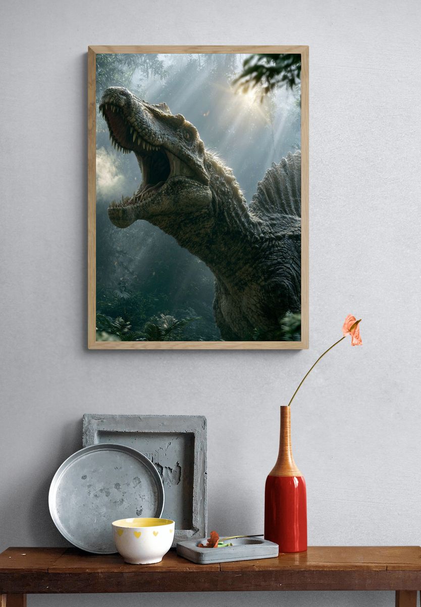 Roaring Spinosaurus Jungle Poster. — room view 3