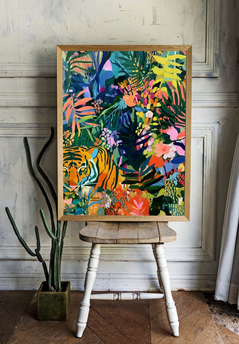 Tropical Tiger Jungle Print. room preview