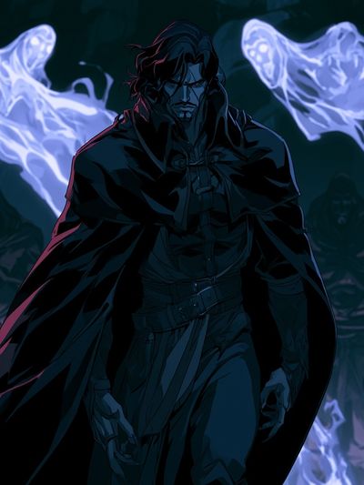 Dark Cloaked Warrior Anime Poster. poster