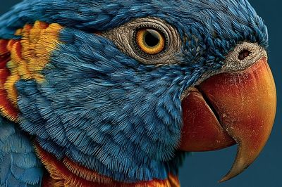 Blue Parrot Portrait Print. poster
