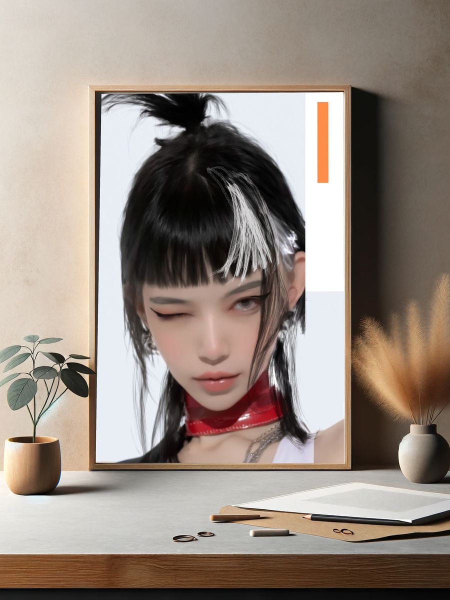 Anime Portrait Digital Art Print. — room view 2