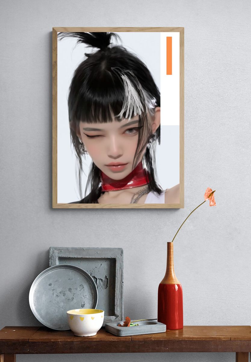 Anime Portrait Digital Art Print. — room view 3