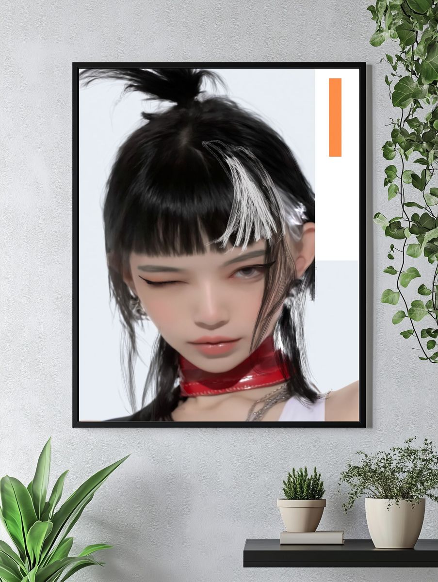 Anime Portrait Digital Art Print. — room view 4