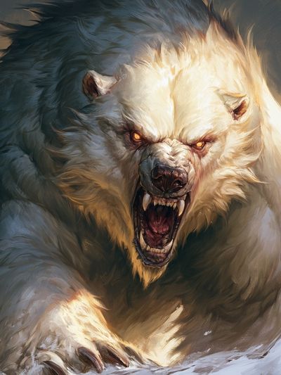 Roaring Polar Bear Illustration Poster. poster print