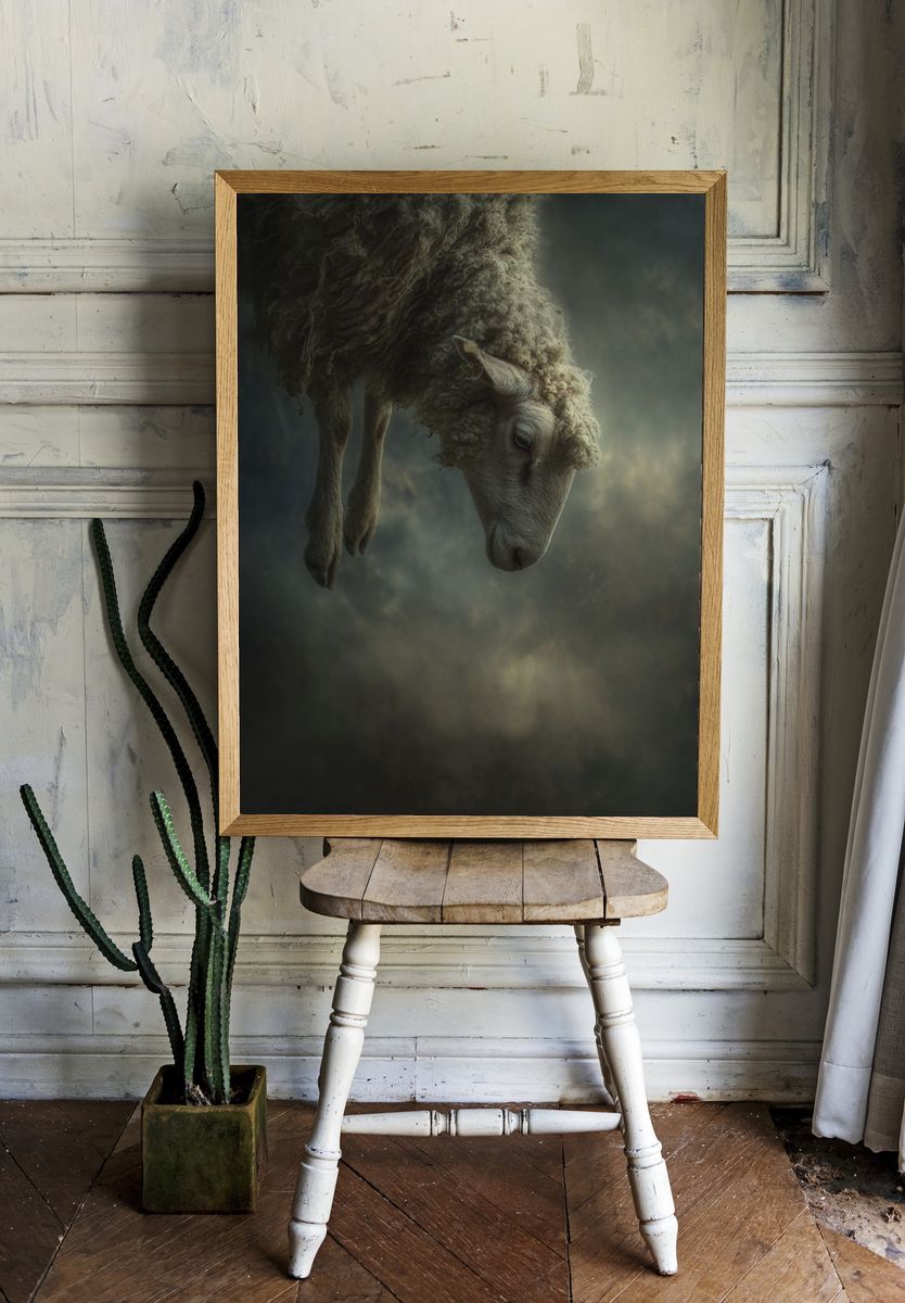 Dreaming Sheep Photography Poster. room preview