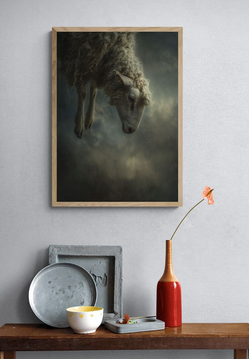 Dreaming Sheep Photography Poster. — room view 3
