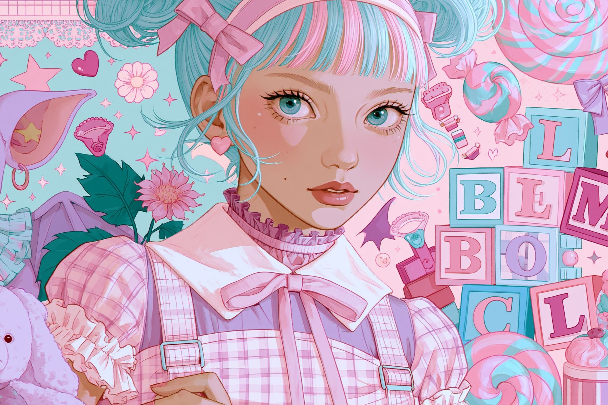 Pastel Anime Girl Illustration Poster. poster — anime art