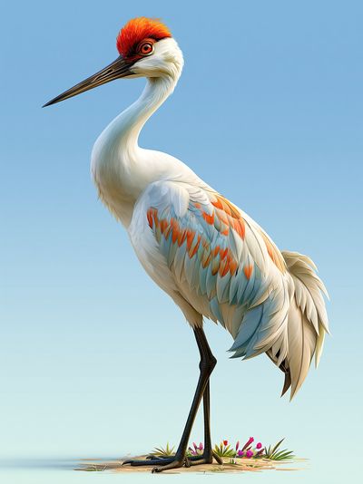 Red-Crowned Crane Illustration Poster.