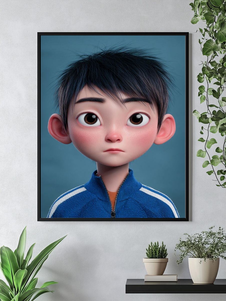 Animated Boy Portrait Print. — room view 4