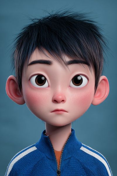 Animated Boy Portrait Print. poster