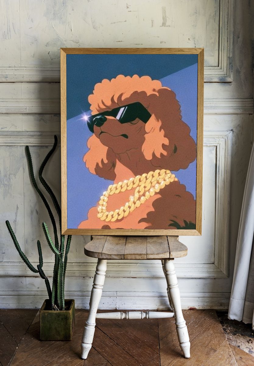 Cool Poodle Portrait Poster. room preview